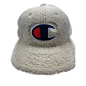 Champion Sherpa Fleece‎ Baseball Cap Tan Adjustable Strap Embroidered C Logo